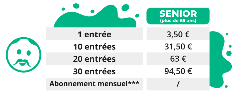 Tarifs pour senior du centre aquatique intercommunal à Delle