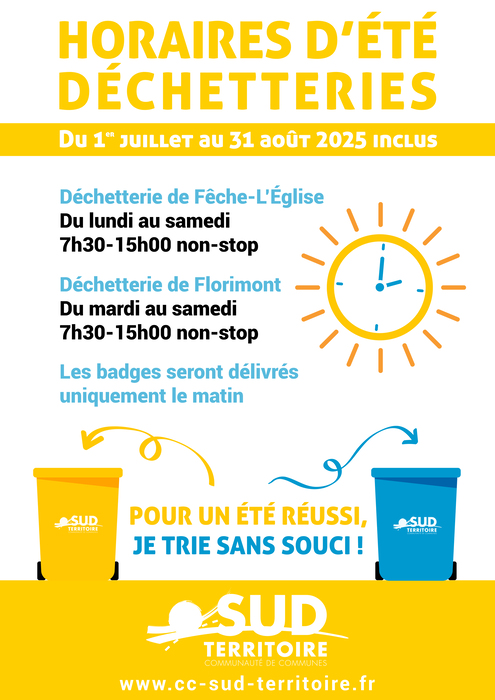 Horaires d’été dans les déchetteries du Sud Territoire